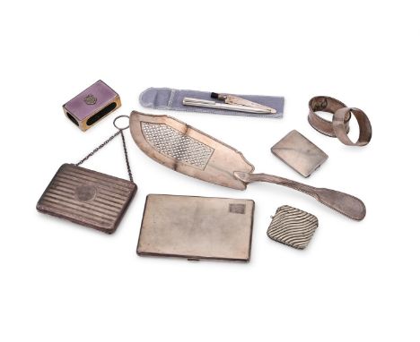 
	
		A COLLECTION OF SILVER ITEMS
		To include: a George III fiddle and thread pattern fish slice by William Eley I &amp; Wil