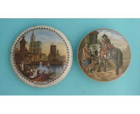 Strasburg (331) large and The Trooper (334) (2) (potlid  pot lid  prattware) 