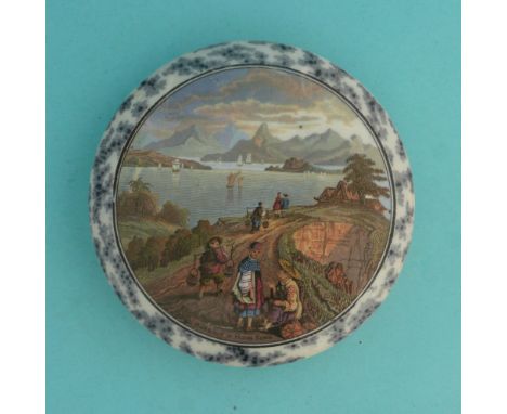 Harbour of Hong Kong (221) large Illustrated (potlid  pot lid  prattware) 