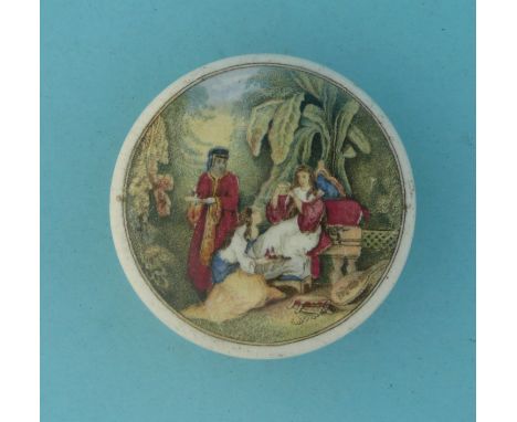 An Eastern Repast (98) small complete with base affixed with Turkish Pomade label (2) (potlid  pot lid  prattware) 