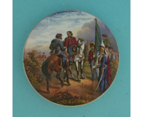 Meeting of Garibaldi and Victor Emmanuel (211) (potlid  pot lid  prattware) 