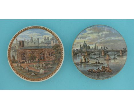 Chapel Royal (198) and The New Blackfriars Bridge (196) (2) (potlid  pot lid  prattware) 