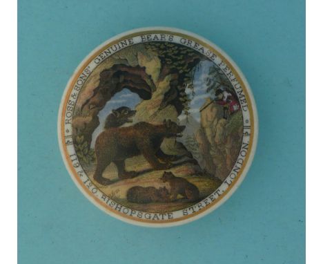 Bear Hunting (4) restored (potlid  pot lid  prattware) 