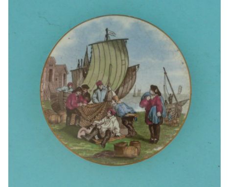 The Net Mender (60) flat top (potlid  pot lid  prattware) 