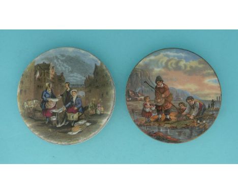 The Fishmarket (57) and The Shrimpers (63) (2) (potlid  pot lid  prattware) 