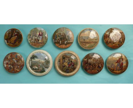 The Listener (363) chipped and nine other defective lids (10) (potlid  pot lid  prattware) 