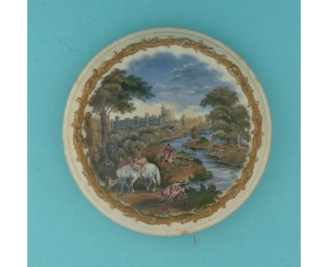 Windsor Park, Returning from Stag Hunting (180) (potlid  pot lid  prattware) 