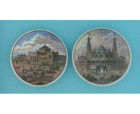 Philadelphia Exhibition 1876 (147) and Paris Exhibition 1878 (148) (2) (potlid  pot lid  prattware) 