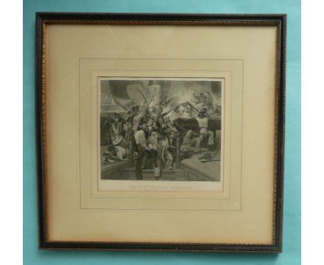 1813 Captain Lawrence: a print after the painting by Alonzo Chappel depicting  the wounded Lawrence uttering his dying comman