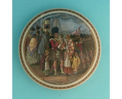 Embarking for the East (206) large, chain border (potlid  pot lid  prattware) *Ex Cashmore collection, lot 437C