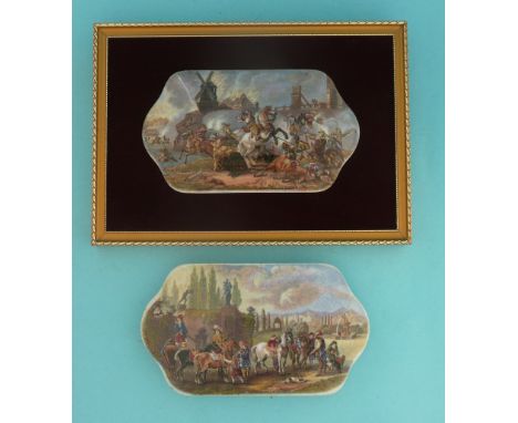 War (212) framed and Peace (213) (2) (potlid  pot lid  prattware) 