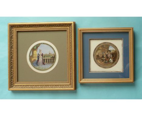A plaque: Queen Victoria on Balcony (150) and a tile: The Queen God Bless Her (319) both framed (2) (potlid  pot lid  prattwa