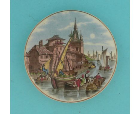 Dutch River Scene (66) (potlid  pot lid  prattware) 