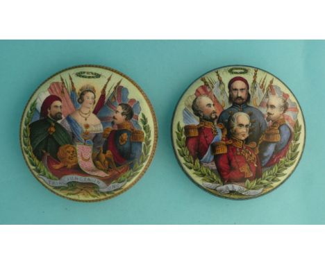 Tria Juncta in Uno (164) and Alma (165) flange restored (2) (potlid  pot lid  prattware) 