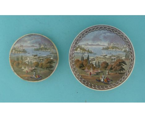 Golden Horn, Constantinople (204) small and medium varieties (2) (potlid  pot lid  prattware) 