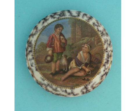 Peasant Boys (348) large Illustrated (potlid  pot lid  prattware) 