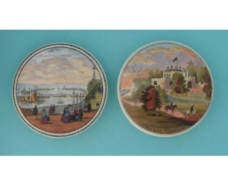 Royal Harbour, Ramsgate (42) medium and Walmer Castle (45) (2) (potlid  pot lid  prattware) 