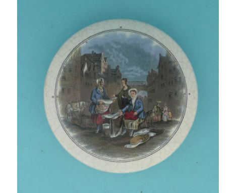 The Fishmarket (57) large (potlid  pot lid  prattware) 