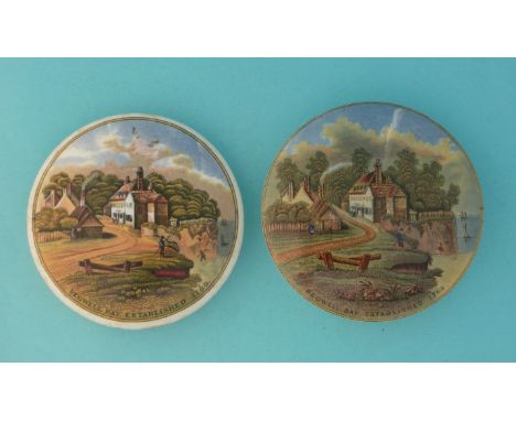 Pegwell Bay Established 1760 (25) two different varieties (2) (potlid  pot lid  prattware) 