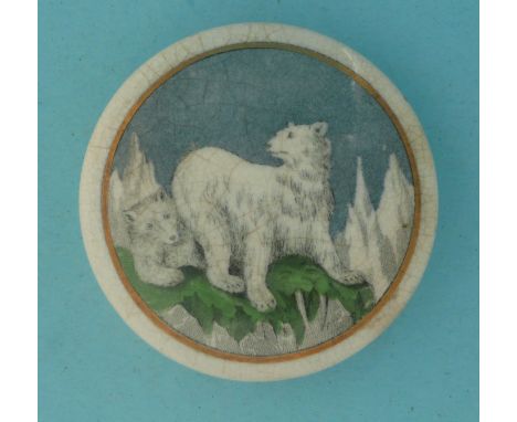 Polar Bears (18) no moon (potlid  pot lid  prattware) 