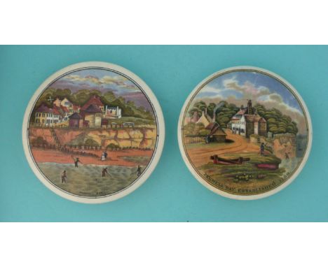 Pegwell Bay, Four Shrimpers (26) and Established 1760 (25) (2) (potlid  pot lid  prattware) 