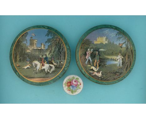 Windsor Castle or Prince Albert Hare Coursing (178) and Pheasant Shooting (261) both Graphaprint lids with malachite borders 
