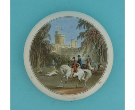 Windsor Park or Prince Albert Hare Coursing (178) (potlid  pot lid  prattware) *Ex Manners collection, lot 66C