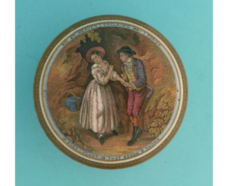 The Second Appeal (330B) gold line decoration, with base (2) Illustrated (potlid  pot lid  prattware) 