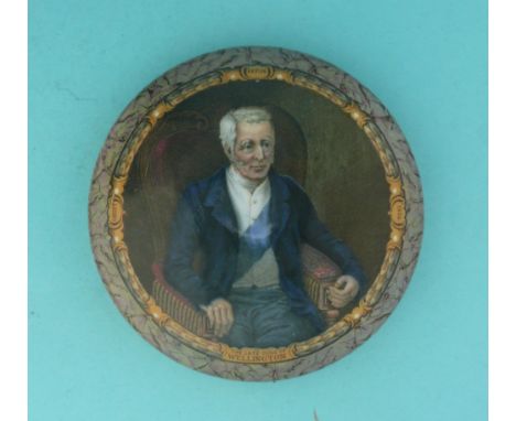 The Late Duke of Wellington (161A) with sash, large, marbled border (potlid  pot lid  prattware) 