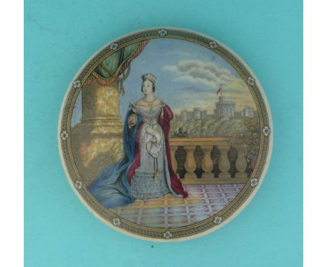 Queen Victoria on Balcony (150) medium (potlid  pot lid  prattware) 