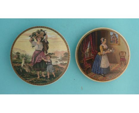 The Vine Girl (339) and The Maid Servant (343) (2) (potlid  pot lid  prattware) 