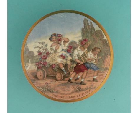 Children of Flora (237) green flange, wide gold banding complete with matching base (2) Illustrated (potlid  pot lid  prattwa