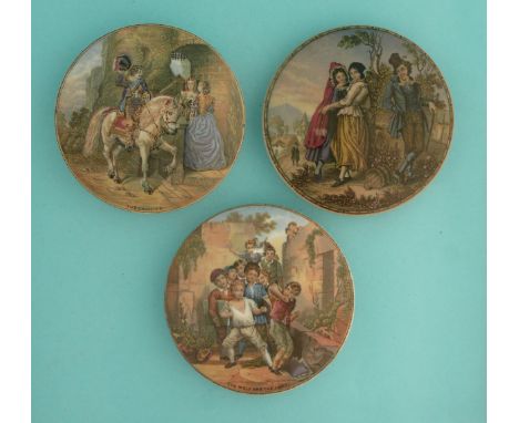 The Cavalier (356) The Irishman (357) and The Wolf and the Lamb (361) (3) (potlid  pot lid  prattware) 