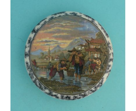Transplanting Rice (332) large Illustrated (potlid  pot lid  prattware) 