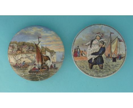 Pegwell Bay, Lobster Fishing (24) medium and Landing the Fare (38) (2) (potlid  pot lid  prattware) 