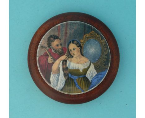 The Wooer (108) framed (potlid  pot lid  prattware) 