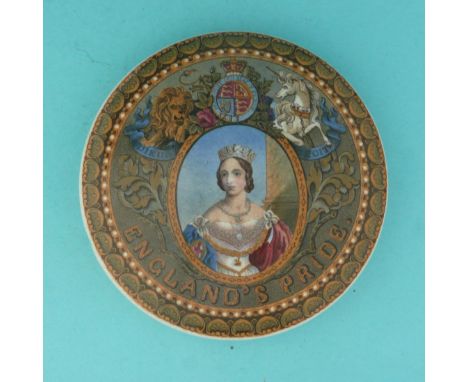 England’s Pride (149) green ground, large, flange drilled (potlid  pot lid  prattware) 