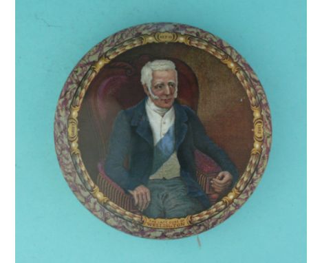 The Late Duke of Wellington (161A) with sash, large, marbled border (potlid  pot lid  prattware) 