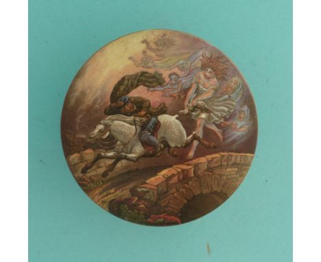 Tam o Shanter (347) green flange complete with matching base (2) (potlid  pot lid  prattware) 