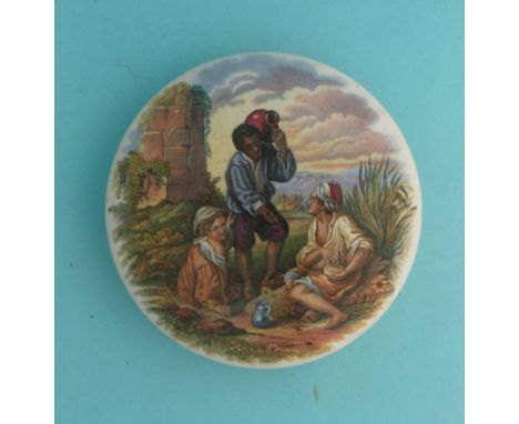 Negro and Pitcher (344) (potlid  pot lid  prattware) 