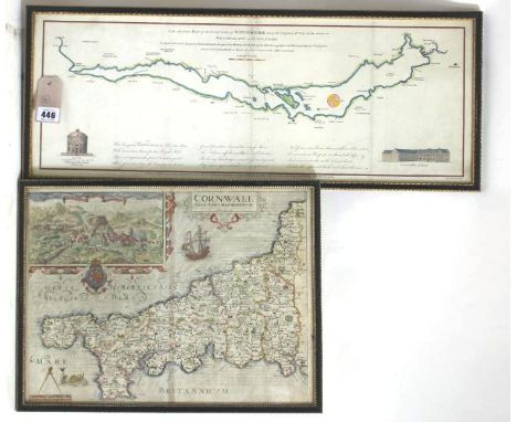 WILLIAM KIP (16th/17th Century), "Cornwall Olim Pars Danmoniorum, handcoloured engraved map with title cartouche, scale and v