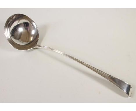 A GEORGE III SILVER SOUP LADLE, makers George Smith and Wm. Fearn, London 1788, in Old English Thread pattern, 12 1/2" long, 