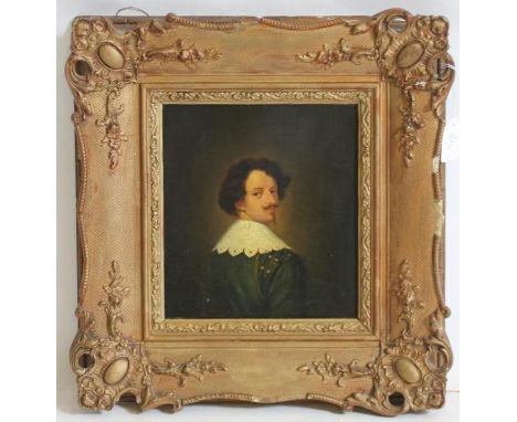 ENGLISH SCHOOL (19th Century), Portrait of a 17th Century Gentleman, head and shoulders, oil on panel, unsigned, 9 3/4" x 8 1