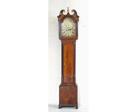A MAHOGANY LONGCASE by J Williamson, Edinburgh, the eight day movement with anchor escapement striking on a bell, 12" arched 