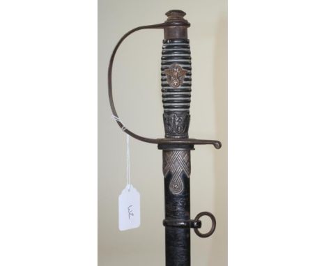 A GERMAN THIRD REICH POLICE SWORD, with 31 1/2" fullered blade, maker's marks for Alcoso Solingen, knuckle guard, eagle over 