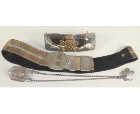 A 21ST LANCER OFFICER'S CARTOUCHE POUCH AND BELT, the morocco lined pouch with silver flap by Bent & Parker dated 1876, with 