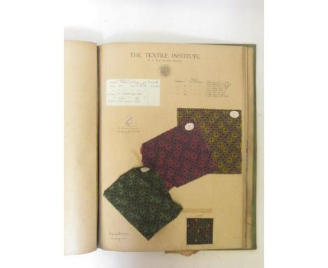 BRADFORD TEXTILES, four large woven fabric display books, 'The Textile Institute, Lieut. Harry Dent Crompton Prize Fund Schem