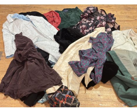 Property of the late Countess Haig, a collection of Vintage clothing to include green suede jodhpours with buttons to side, j