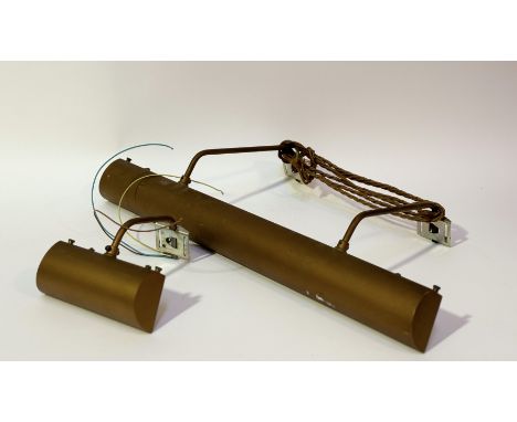 A pair of Allom Lighting, brass finish wall picture lights. (largest l -57cm smaller l- 16cm) (2)