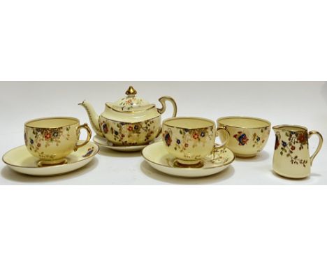 A charming and rare Art Deco (1931) Grosvenor China (Spode/Jackson &amp; Gosling) 'Ye Olde English' bachelor's tea set/cabare